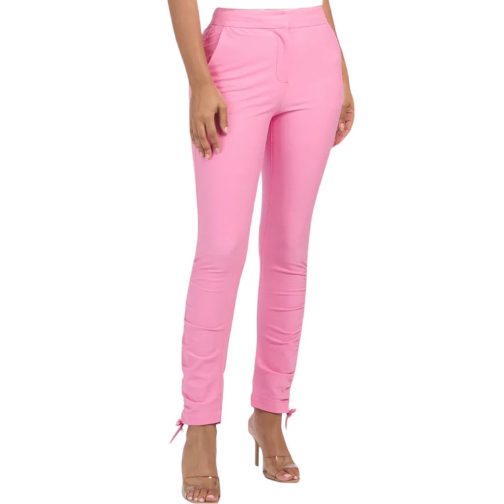 Derek Lam 10 Crosby “Camryn” Ruched Leg Pants in Bright Pink NWT (AA)